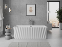 Mexen Nila baignoire autoportante rainurée 170 x 75 cm, blanche, trop-plein gun gray brossé - 52841708000-66