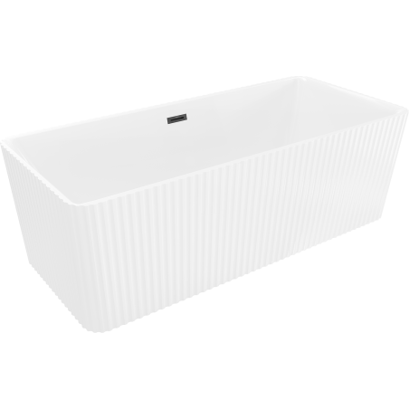 Mexen Nila vrijstaande geribbelde badkuip 170 x 75 cm, wit, zwarte overloop - 52841708000-70