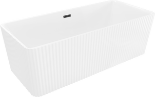 Mexen Nila freistehende geriffelte Badewanne 170 x 75 cm, weiß, schwarzer Überlauf - 52841708000-70