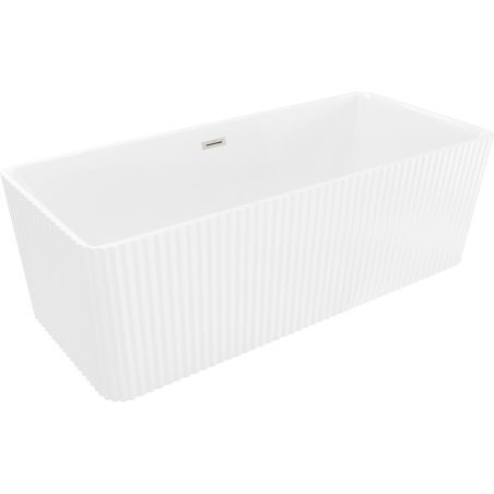 Mexen Nila freestanding ribbed bathtub 170 x 75 cm, white, brushed nickel overflow - 52841708000-97