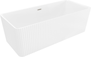 Mexen Nila freestanding ribbed bathtub 170 x 75 cm, white, brushed nickel overflow - 52841708000-97