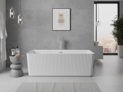 Mexen Nila baignoire autonome cannelée 170 x 75 cm, blanche, trop-plein nickel brossé - 52841708000-97