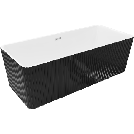 Mexen Nila freestanding ribbed bathtub 170 x 75 cm, white/black, chrome overflow - 52841708075-01