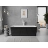 Mexen Nila wanna wolnostojąca ryflowana 170 x 75 cm, biała/czarna, przelew biały - 52841708075-20
