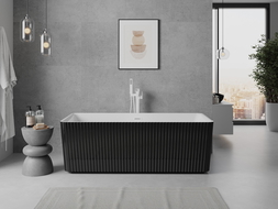 Mexen Nila freistehende Riffelbadewanne 170 x 75 cm, weiß/schwarz, Überlauf weiß - 52841708075-20