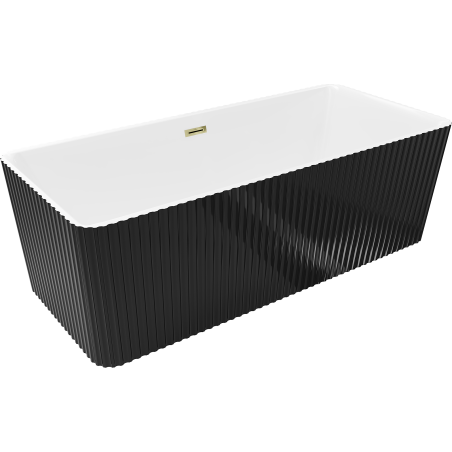 Mexen Nila atbrīvota vannas brīvi stāvoša 170 x 75 cm, balta/melna, pārplūde zelta - 52841708075-50
