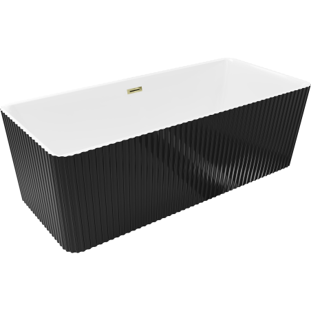 Mexen Nila freistehende Wanne geriffelt 170 x 75 cm, weiß/schwarz, Überlauf gold - 52841708075-50