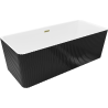 Mexen Nila vasca da bagno freestanding scanalata 170 x 75 cm, bianca/nera, troppopieno dorato - 52841708075-50