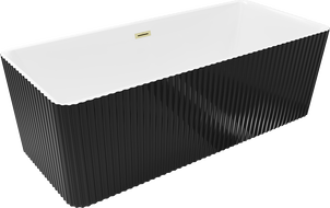 Mexen Nila freistehende Wellbadewanne 170 x 75 cm, weiß/schwarz, Überlauf gold gebürstet - 52841708075-55