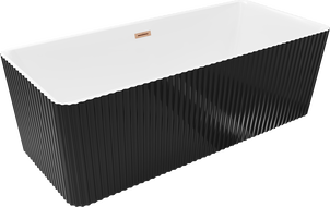 Mexen Nila freestanding fluted bath 170 x 75 cm, white/black, brushed copper overflow - 52841708075-65