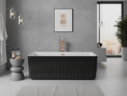 Mexen Nila freistehende gerillte Badewanne 170 x 75 cm, weiß/schwarz, Überlauf gebürstetes Kupfer - 52841708075-65