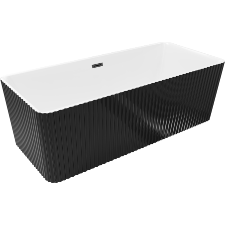 Mexen Nila freestanding grooved bathtub 170 x 75 cm, white/black, black overflow - 52841708075-70