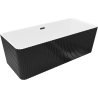 Mexen Nila freistehende Rillenbadewanne 170 x 75 cm, weiß/schwarz, schwarzer Überlauf - 52841708075-70