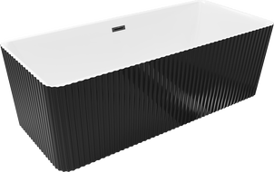 Mexen Nila λευκή/μαύρη ελεύθερη μπανιέρα ριγωτή 170 x 75 cm, μαύρη υπερχείλιση