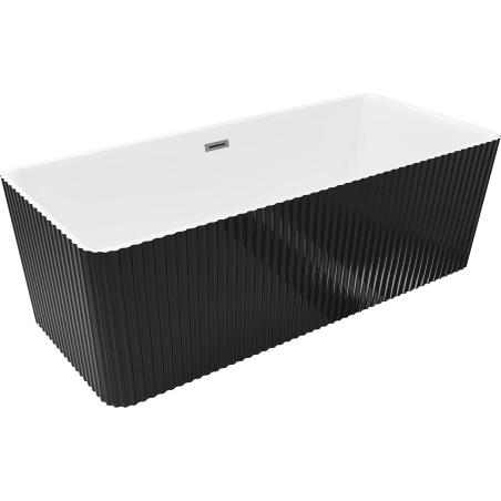Mexen Nila vasca da bagno freestanding scanalata 170 x 75 cm, bianca/nera, troppo pieno gun metal - 52841708075-95