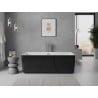 Mexen Nila wanna wolnostojąca ryflowana 170 x 75 cm, biała/czarna, przelew gun metal - 52841708075-95