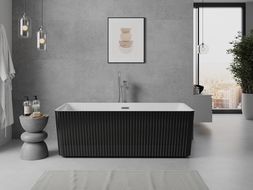 Mexen Nila vrijstaande geribbelde badkuip 170 x 75 cm, wit/zwart, overloop gun metal - 52841708075-95