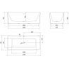 Mexen Nila freistehende Rillenbadewanne 170 x 75 cm, weiß/schwarz, Überlauf gebürstetes Nickel - 52841708075-97