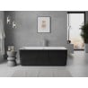 Mexen Nila freistehende Rillenbadewanne 170 x 75 cm, weiß/schwarz, Überlauf gebürstetes Nickel - 52841708075-97