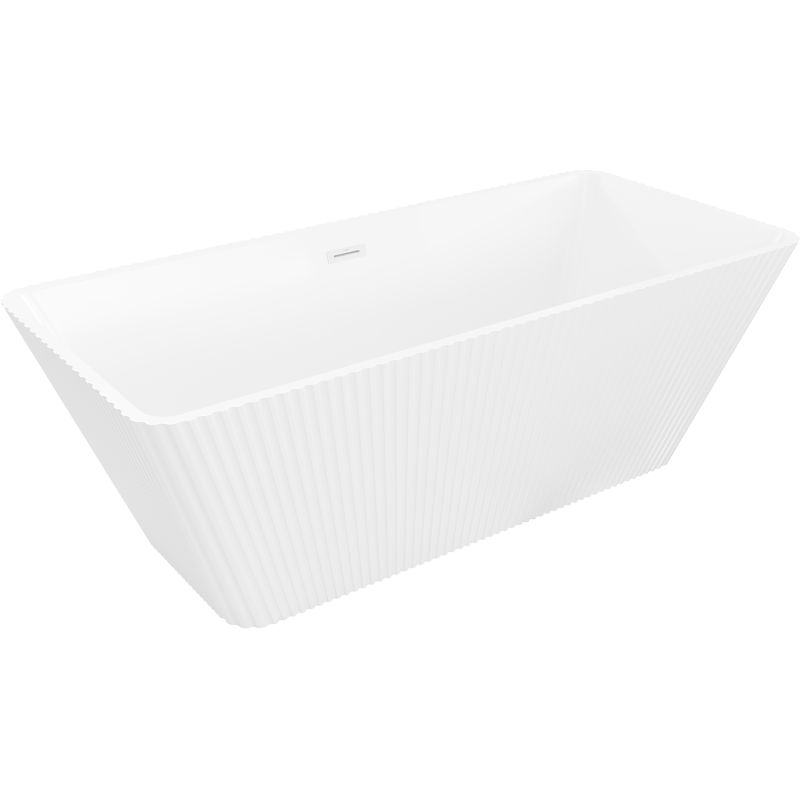 Mexen Tava freistehende gerippte Badewanne 170 x 75 cm, weiß, Überlauf weiß - 52851707500-20