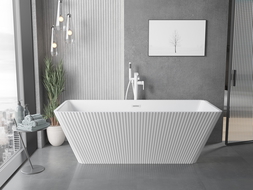 Mexen Tava freistehende gerippte Badewanne 170 x 75 cm, weiß, Überlauf weiß - 52851707500-20