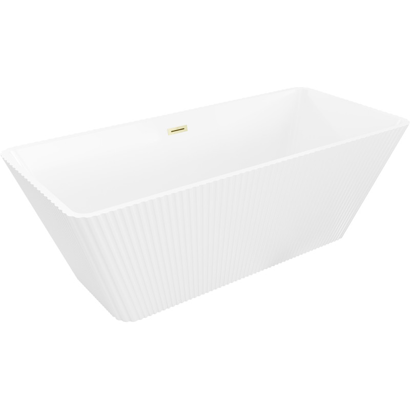 Mexen Tava vaba-seisev soontega vann 170 x 75 cm, valge, ülevool kuldne harjatud - 52851707500-55