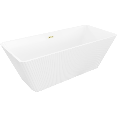 Mexen Tava freestanding fluted bathtub 170 x 75 cm, white, brushed gold overflow - 52851707500-55