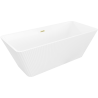 Mexen Tava vasca da bagno indipendente scanalata 170 x 75 cm, bianca, troppopieno oro spazzolato - 52851707500-55