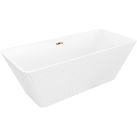 Mexen Tava free-standing fluted bathtub 170 x 75 cm, white, rose gold overflow - 52851707500-60