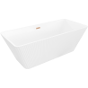Mexen Tava vasca da bagno freestanding rigata 170 x 75 cm, bianca, troppo pieno rame spazzolato - 52851707500-65