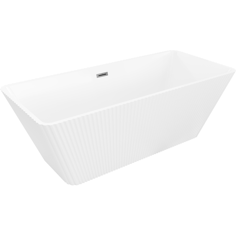 Mexen Tava vrijstaande geribbelde badkuip 170 x 75 cm, wit, overloop geborsteld gun grijs - 52851707500-66