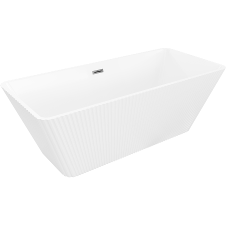 Mexen Tava vrijstaande geribbelde badkuip 170 x 75 cm, wit, overloop geborsteld gun grijs - 52851707500-66