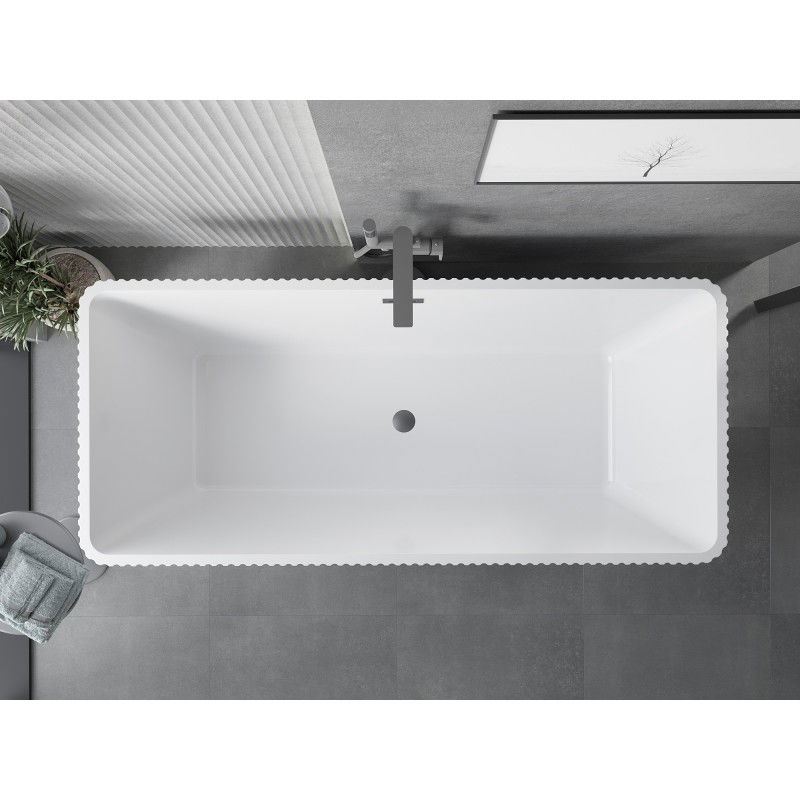 Mexen Tava freestanding grooved bathtub 170 x 75 cm, white, gun metal overflow - 52851707500-95