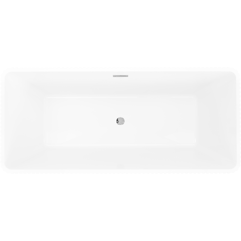 Mexen Tava freestanding fluted bathtub 170 x 75 cm, white/black, chrome overflow - 52851707575-01