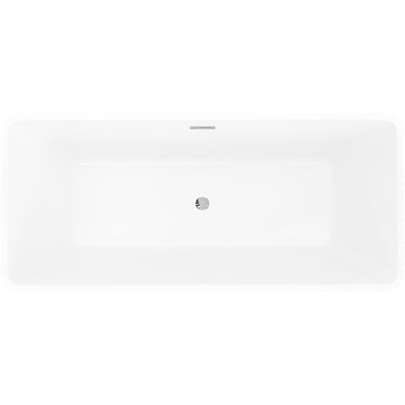 Mexen Tava vabalt seisev laineline vann 170 x 75 cm, valge/must, ülevool kroom - 52851707575-01