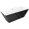Mexen Tava baignoire autoportante rainurée 170 x 75 cm, blanche/noire, trop-plein chromé - 52851707575-01