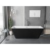 Mexen Tava freistehende, geriffelte Badewanne 170 x 75 cm, weiß/schwarz, Überlauf Chrom - 52851707575-01