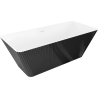 Mexen Tava banheira freestanding canelada 170 x 75 cm, branco/preto, transbordo branco - 52851707575-20