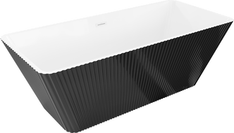 Mexen Tava freestanding fluted bath 170 x 75 cm, white/black, white overflow - 52851707575-20