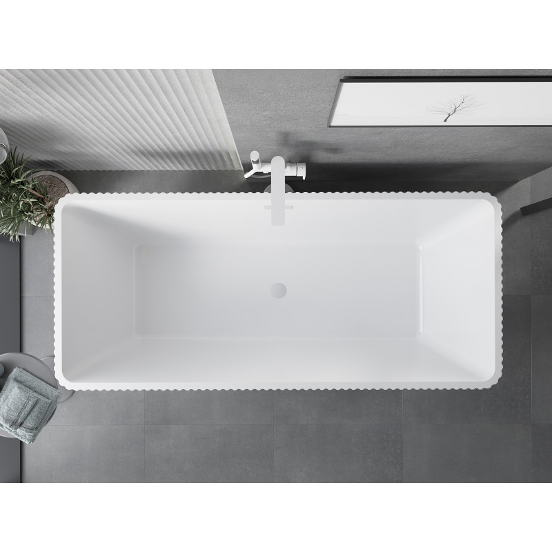 Mexen Tava vaba seisev ribitud vann 170 x 75 cm, valge/must, valge ülevool - 52851707575-20