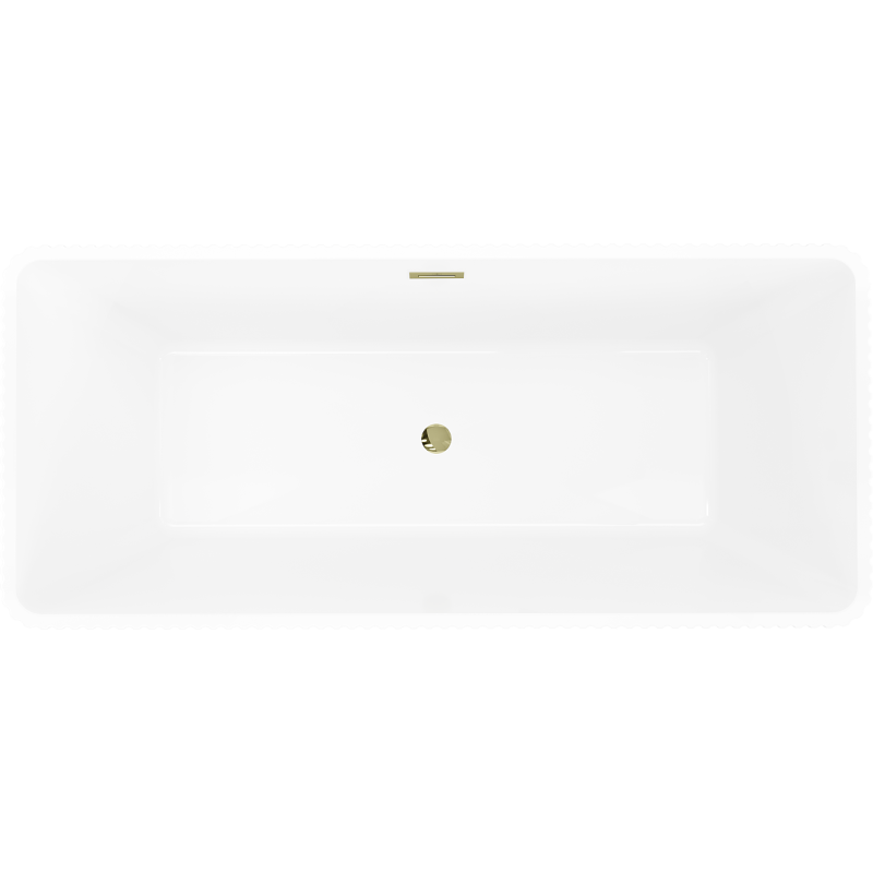 Mexen Tava fluted freestanding bath 170 x 75 cm, white/black, overflow gold - 52851707575-50