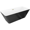 Mexen Tava bañera exenta acanalada 170 x 75 cm, blanca/negra, rebosadero dorado - 52851707575-50