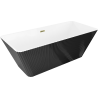 Mexen Tava fluted freestanding bath 170 x 75 cm, white/black, overflow gold - 52851707575-50