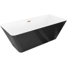 Mexen Tava freestanding ribbed bath 170 x 75 cm, white/black, overflow rose gold - 52851707575-60