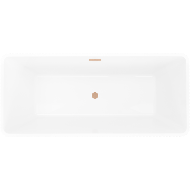 Mexen Tava banheira independente estriada 170 x 75 cm, branco/preto, transbordo cobre escovado - 52851707575-65