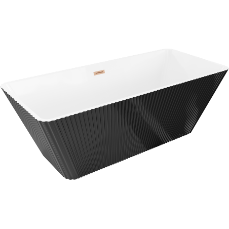 Mexen Tava vapaa seisova uurrettu kylpyamme 170 x 75 cm, valkoinen/musta, harjattu kupari ylivuoto - 52851707575-65