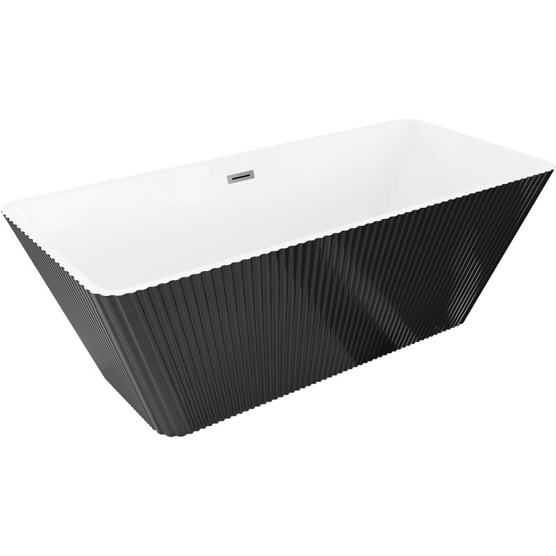 Mexen Tava brīvi stāvoša reljefota vanna 170 x 75 cm, balta/melna, pārplūde sukušs pistoles pelēks - 52851707575-66