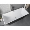 Mexen Tava samostojeća rebrasta kada 170 x 75 cm, bijela/crna, preljev crni - 52851707575-70