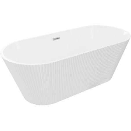 Mexen Yara freestanding fluted bathtub 170 x 75 cm, white, chrome overflow - 52861707500-01