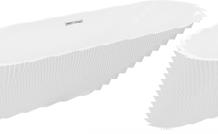 Mexen Yara freistehende gerillte Badewanne 170 x 75 cm, weiß, Überlauf chrom - 52861707500-01